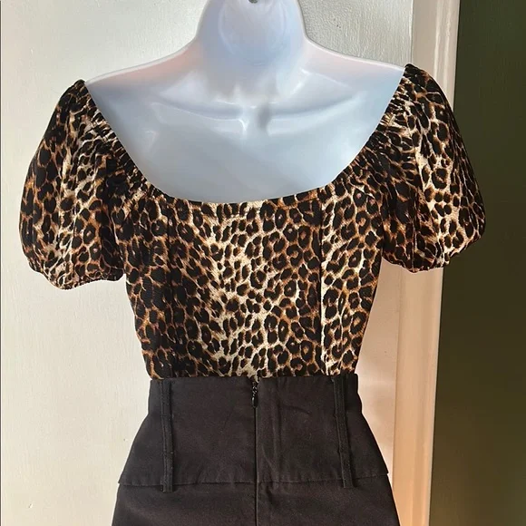 Vixen by Micheline Pitt Leopard Powder Puff Top - Picture 3 of 10